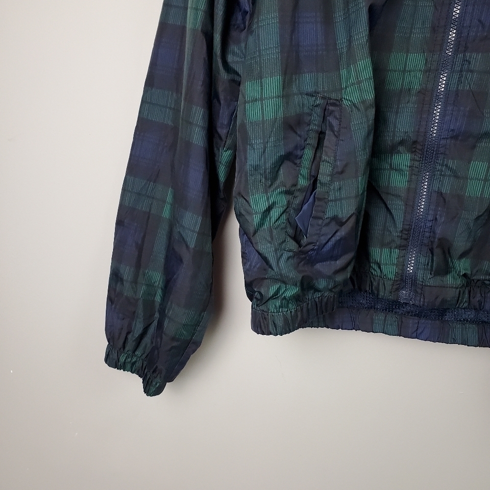 Jerzees Green Blue Plaid ZIp Jacket Vintage Medium - Picture 6 of 7